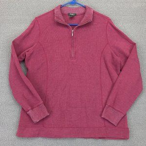 Eddie Bauer Womens Large Sweater Sweatshirt Quarter Zip Pink Pullover :7476